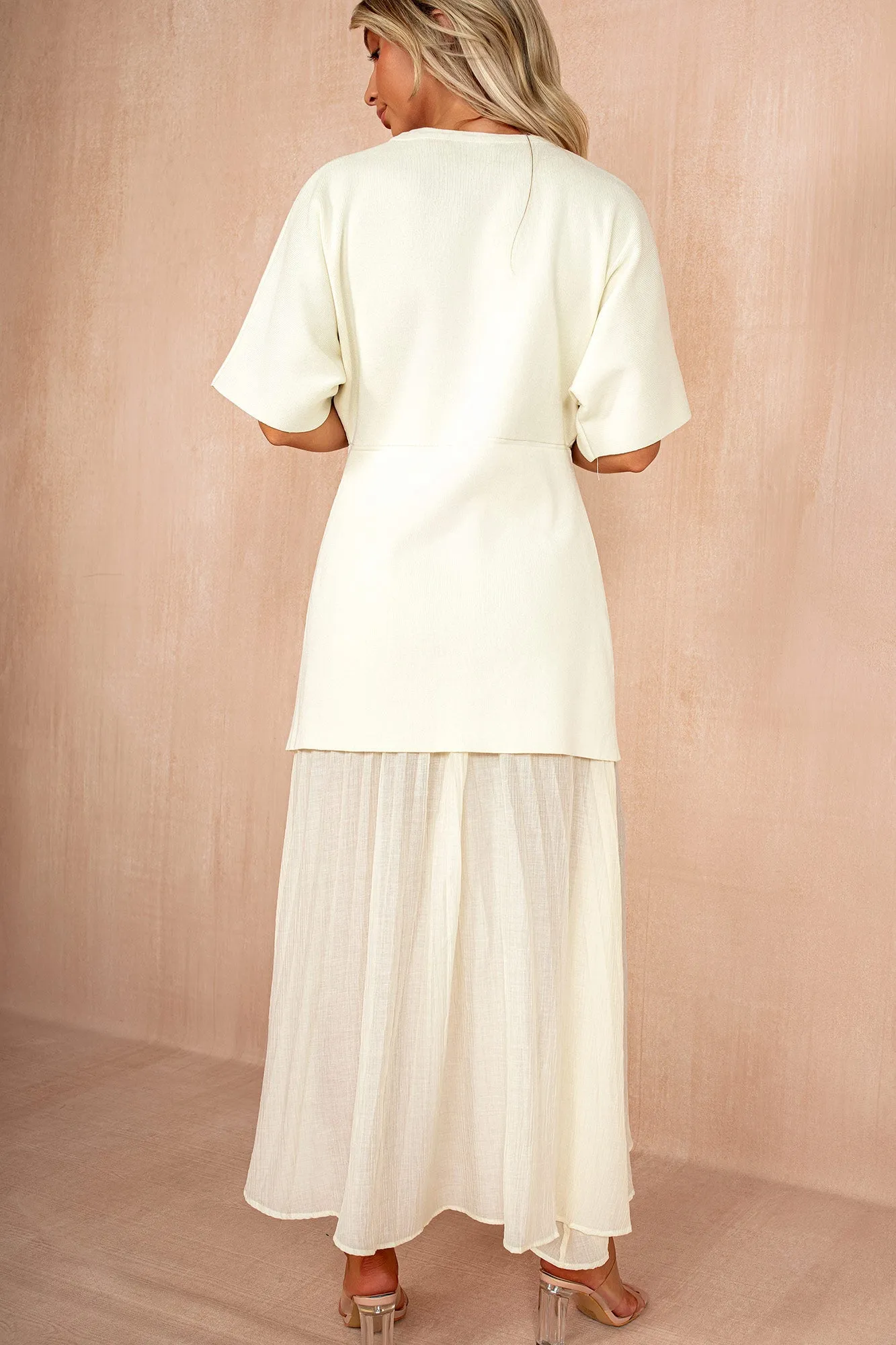 Lesley Cream Knit Contrast 2 in 1 Maxi Dress sold by Va Va Voom product image thumbnail 4