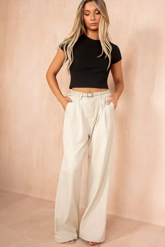 Nadine Stone Belted Wide Leg Trousers sold by Va Va Voom