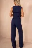 Jamie Navy Square Neck Waistcoat sold by Va Va Voom