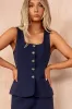 Jamie Navy Square Neck Waistcoat sold by Va Va Voom
