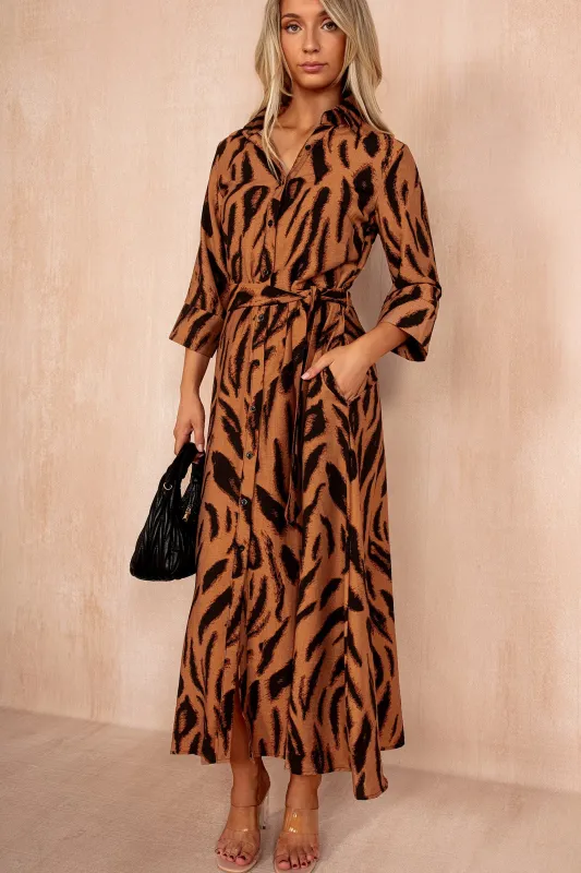 Raelynn Animal Print Shirt Dress sold by Va Va Voom