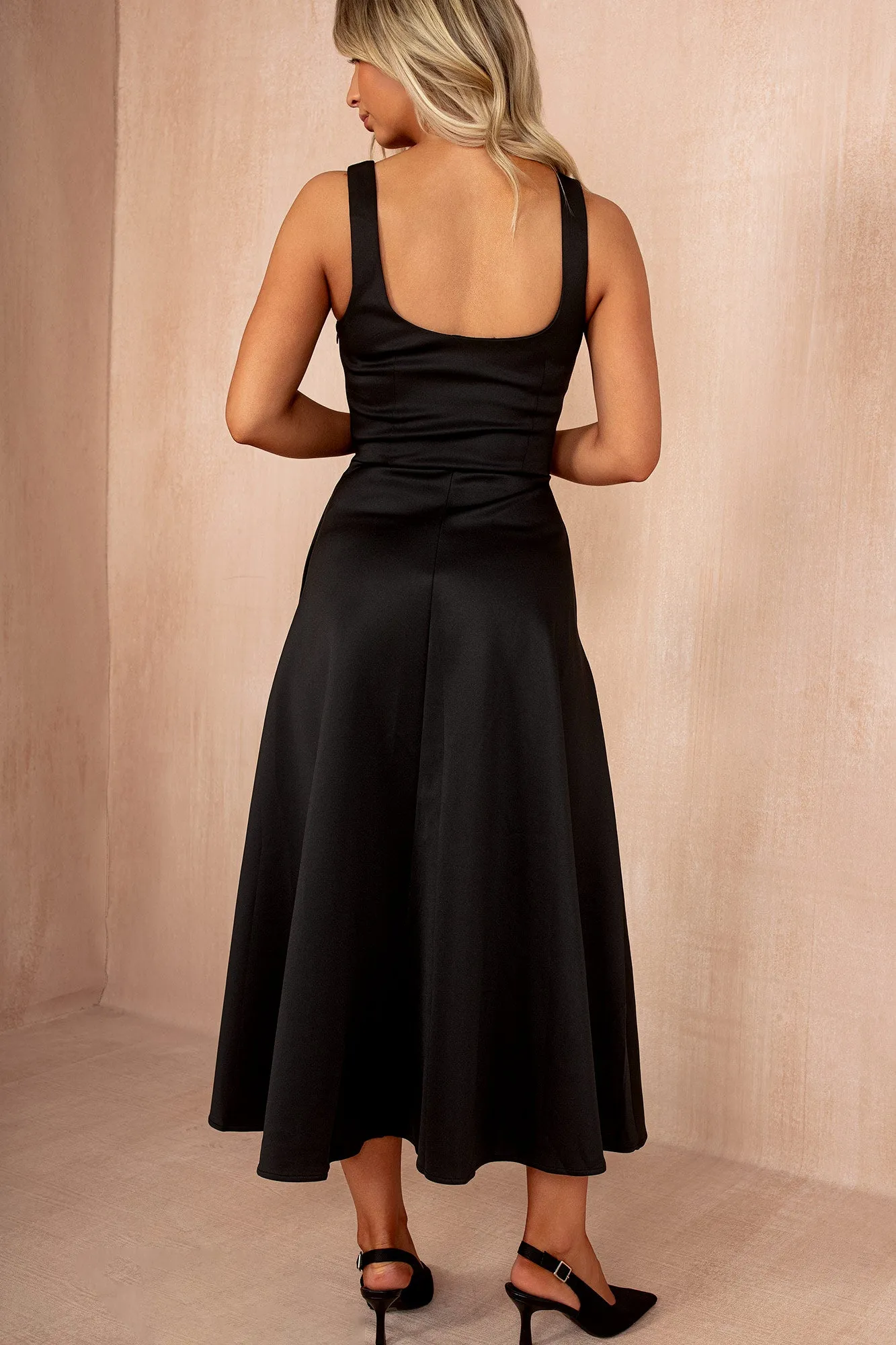 AX Paris Henley Black Square Neck Midi Dress sold by Va Va Voom product image thumbnail 3