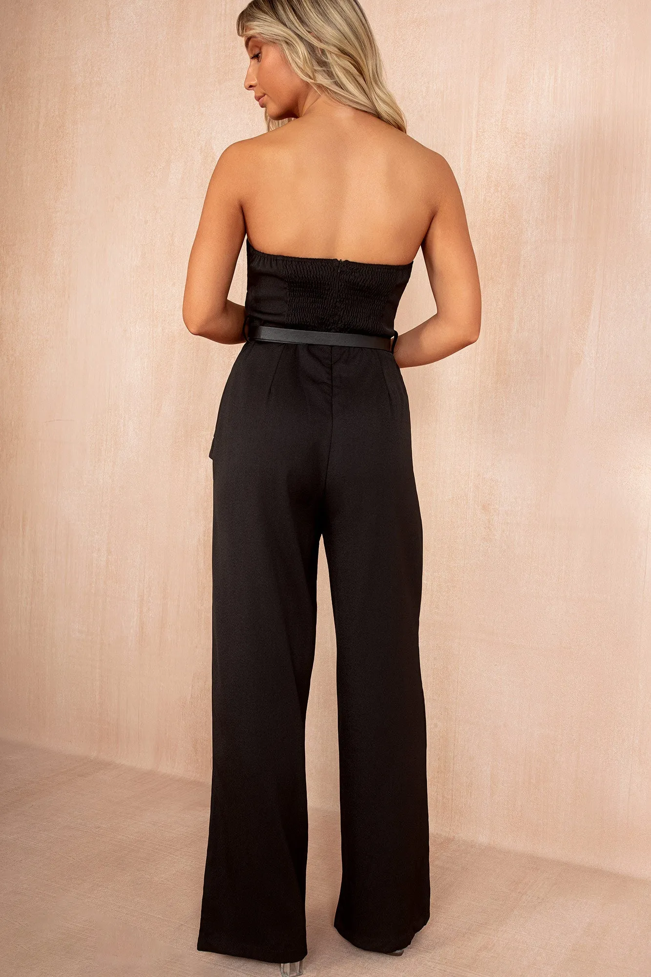 Edna Black Bandeau Belted Jumpsuit sold by Va Va Voom product image thumbnail 3