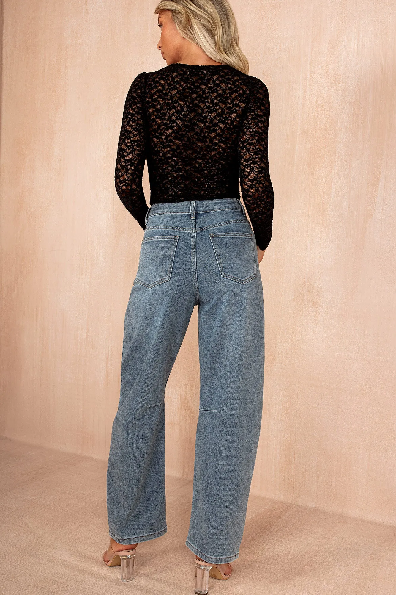 Bevin Blue Denim Barrel Jeans sold by Vavavoom product image thumbnail 4
