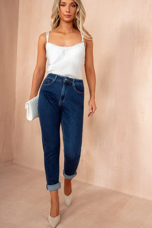 Samara Dark Blue Mom Jeans sold by Vavavoom