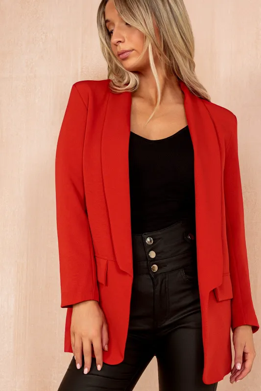 Brielle Red Longline Blazer sold by Va Va Voom