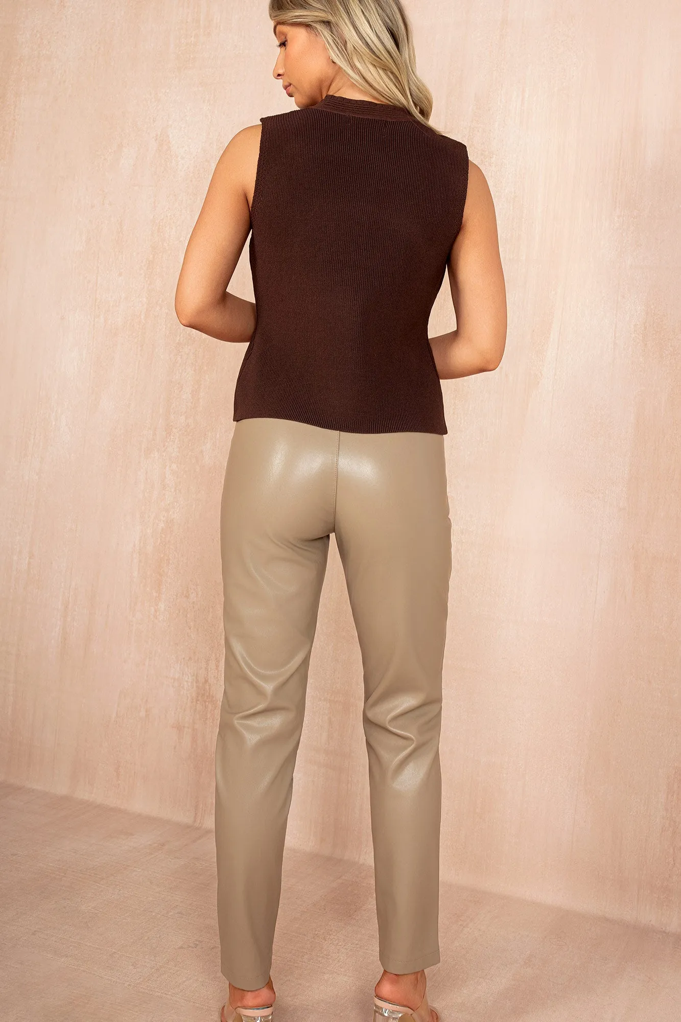 Dorrit Chocolate Knit Button Front Waistcoat sold by Vavavoom product image thumbnail 3