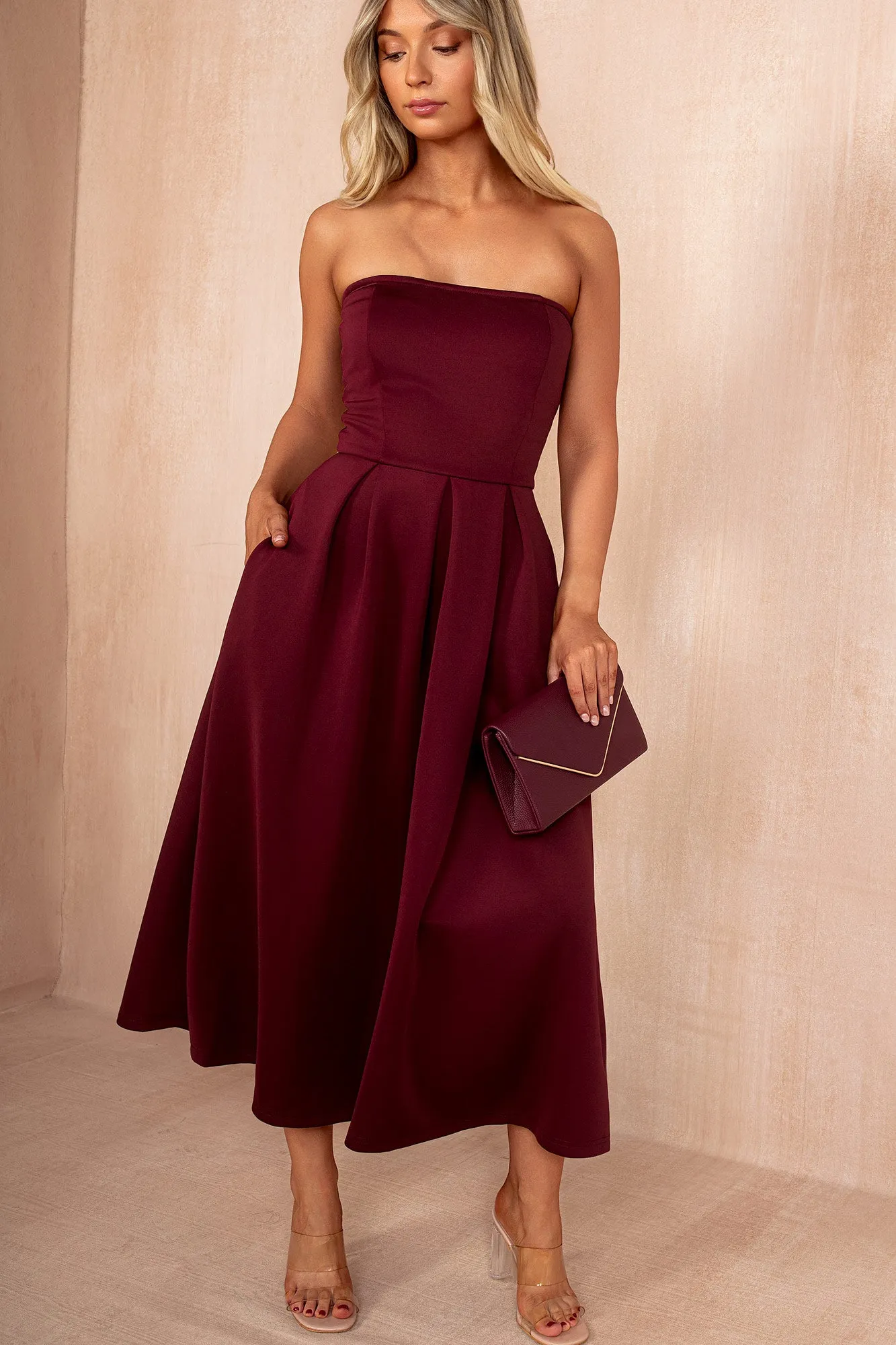 Saskia Plum Bandeau A-Line Midi Dress sold by Va Va Voom product image thumbnail 2