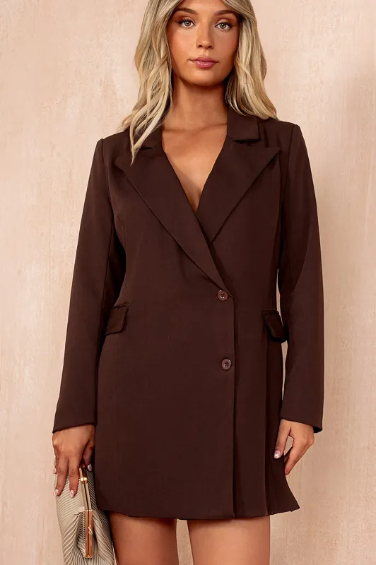 Gemma Chocolate Tailored Blazer Dress sold by Va Va Voom