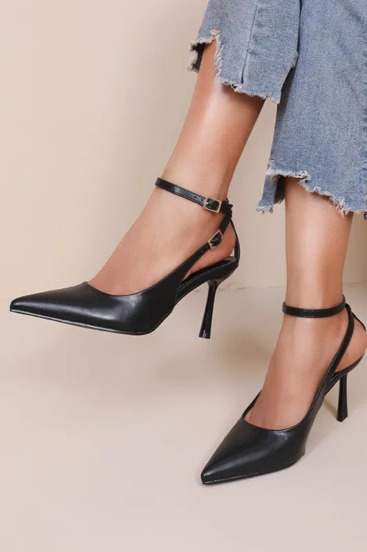 Sloane Black Court Heels sold by Va Va Voom