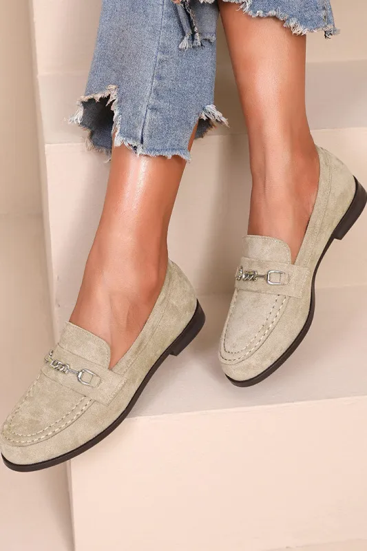 Quincy Stone Suedette Loafers sold by Va Va Voom