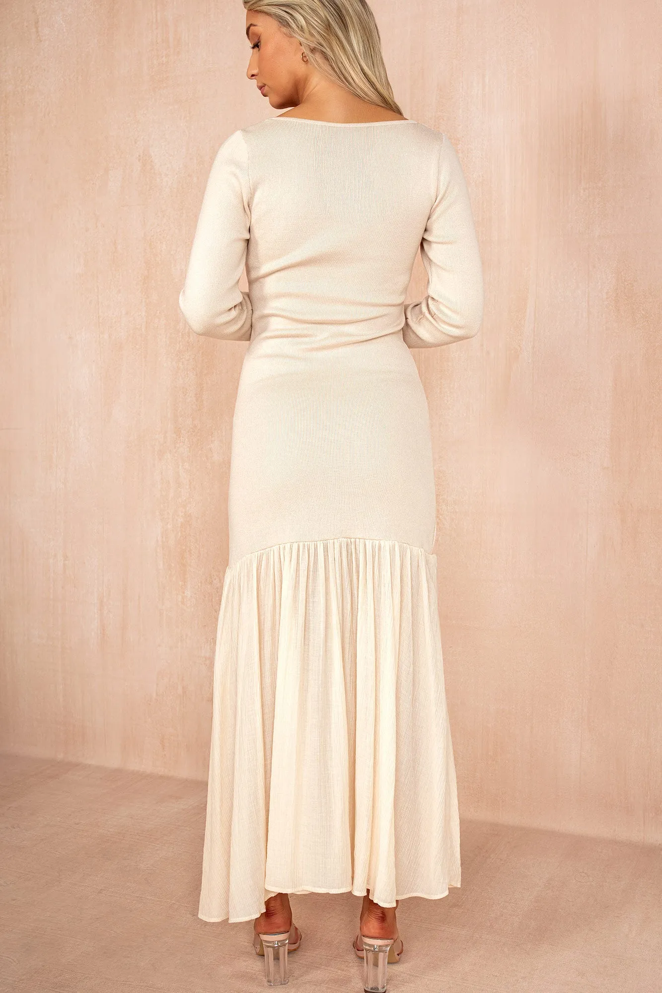 Mariah Stone Knit Chiffon Hem Maxi Dress sold by Vavavoom product image thumbnail 4