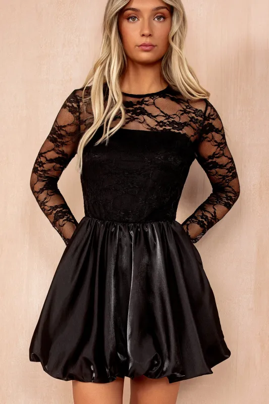 AX Paris Daniela Black Lace 2 in 1 Bubble Hem Dress sold by Va Va Voom