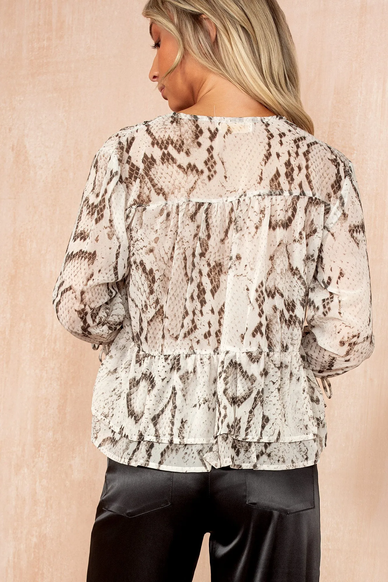 Mabel Snake Print Chiffon Frill Top sold by Vavavoom product image thumbnail 4