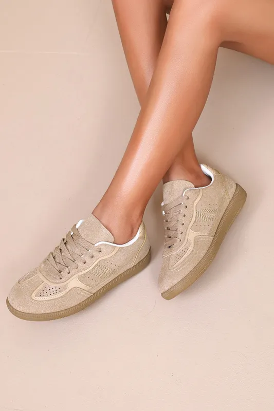 Ravi Camel Suedette Trainers sold by Vavavoom