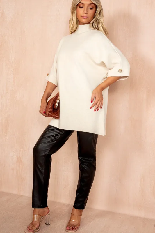 Macey Cream Knit Batwing Top sold by Va Va Voom