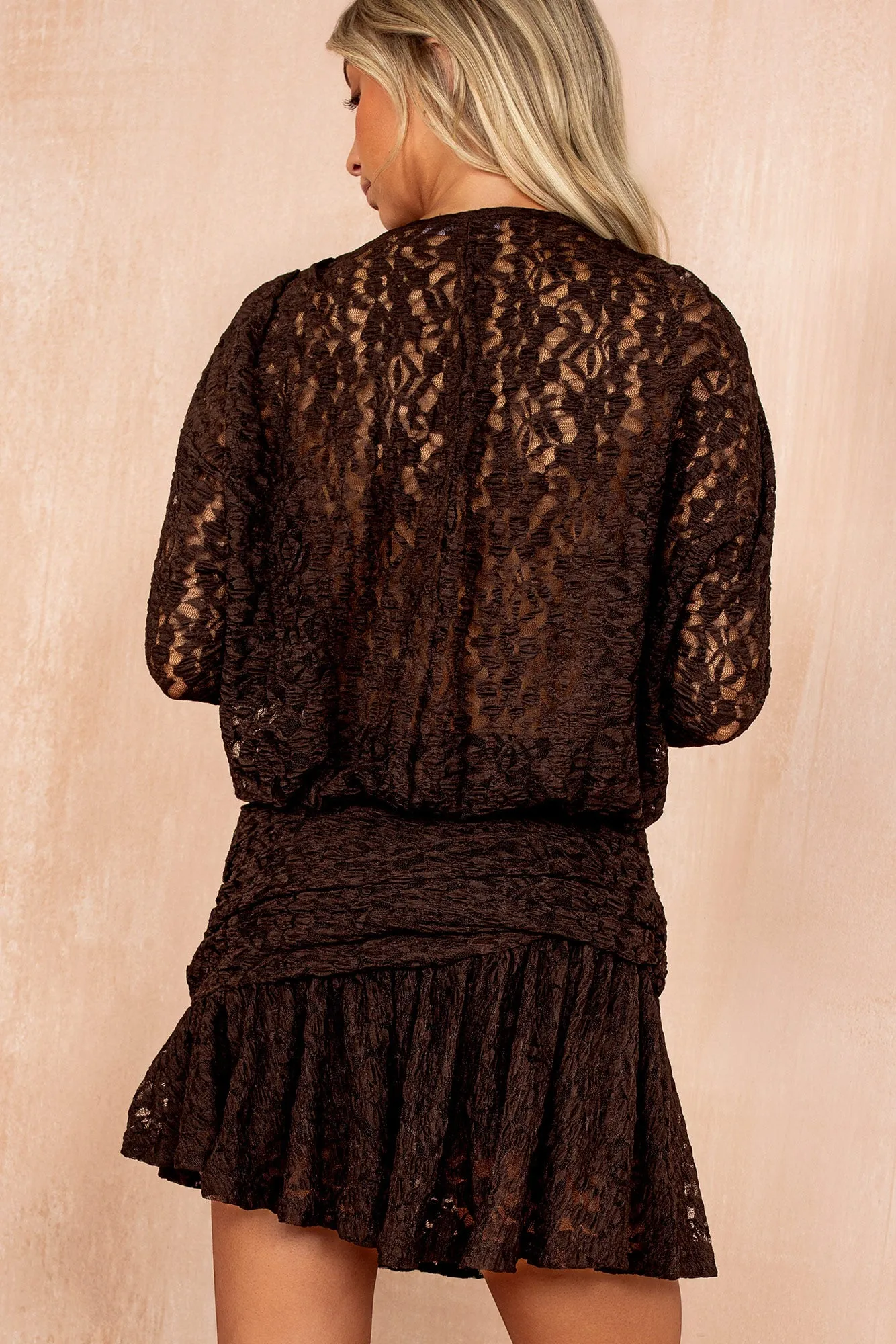 Fernanda Chocolate Lace Frill Dress sold by Vavavoom product image thumbnail 3