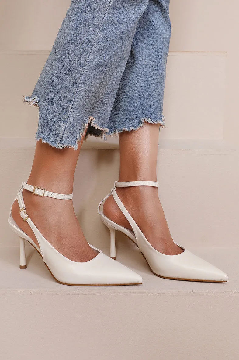 Sloane Cream Court Heels sold by Vavavoom