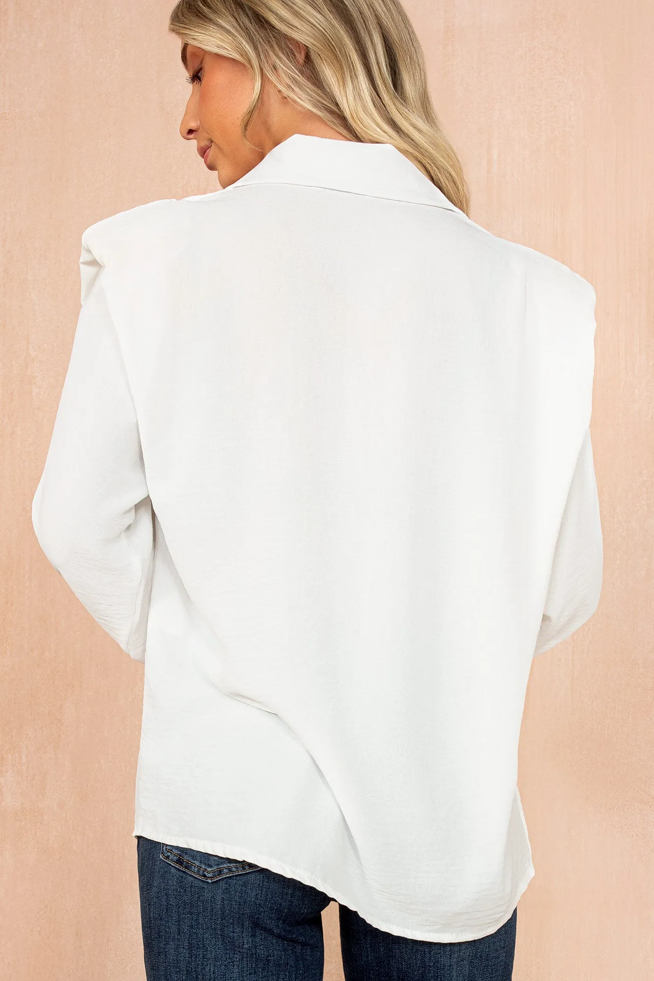 Glenda White Shoulder Pad Oversized Shirt sold by Vavavoom product image thumbnail 3