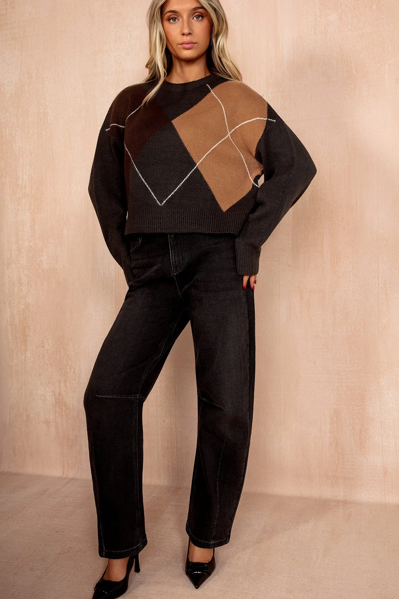 Bexley Multi Knit Argyle Jumper sold by Va Va Voom product image thumbnail 2