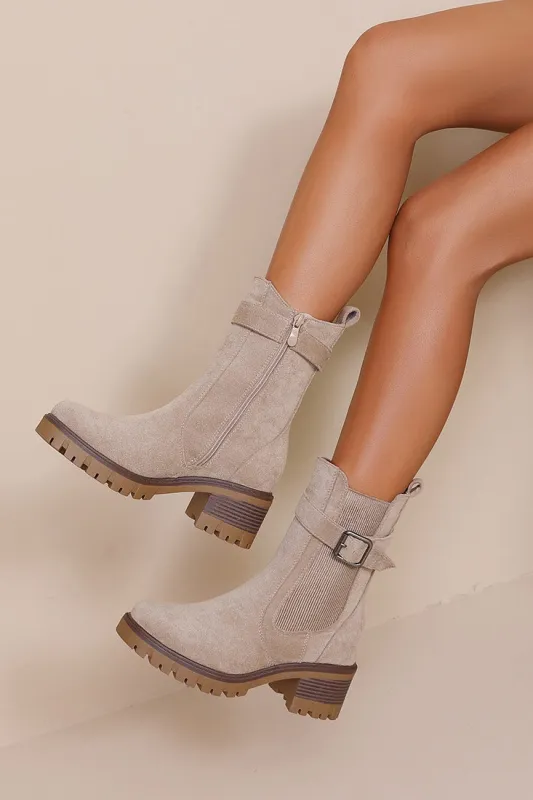 Hunter Stone Contrast Sole Suedette Chelsea Boots sold by Va Va Voom