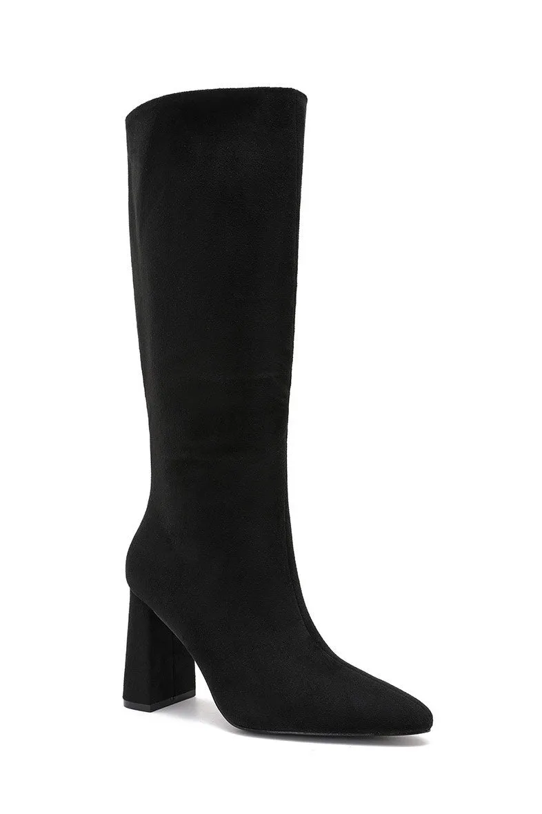 Aurora Black Suedette Knee High Boots sold by Va Va Voom product image thumbnail 2