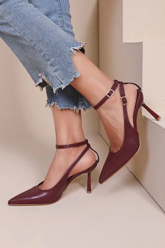 Sloane Wine Court Heels sold by Va Va Voom