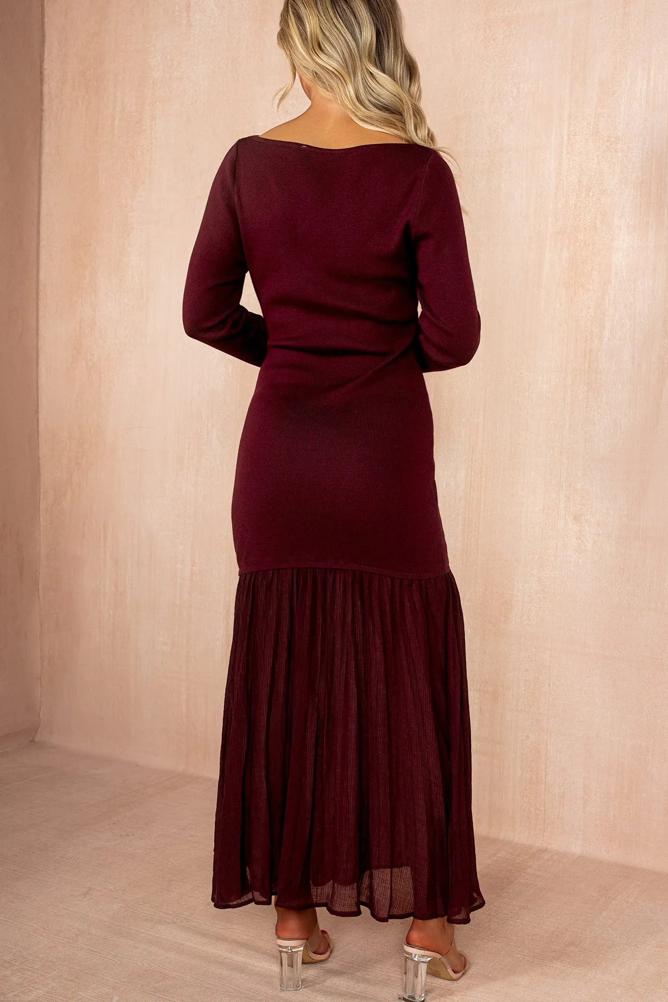 Irina Plum Knit Chiffon Hem Maxi Dress sold by Vavavoom product image thumbnail 4