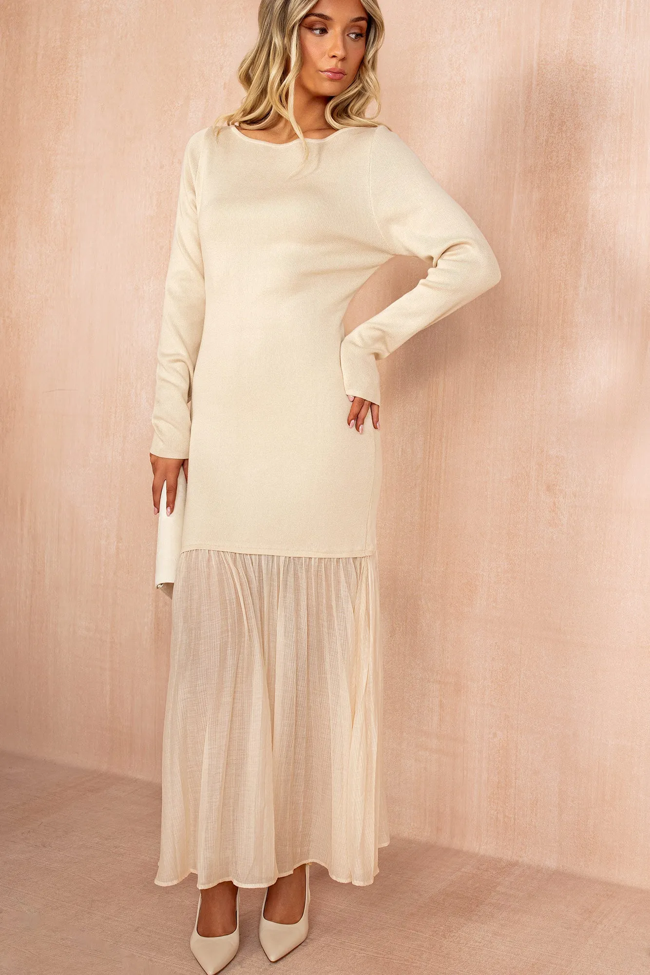 Irina Stone Knit Chiffon Hem Maxi Dress sold by Vavavoom product image thumbnail 3