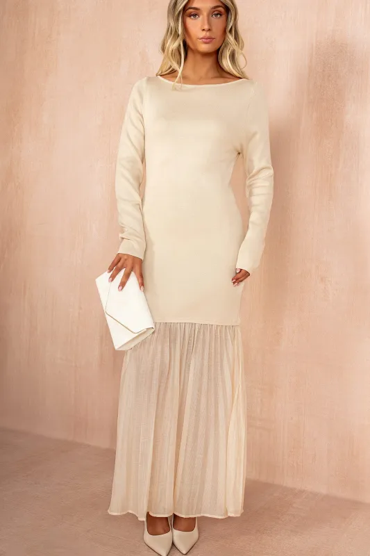 Irina Stone Knit Chiffon Hem Maxi Dress sold by Va Va Voom