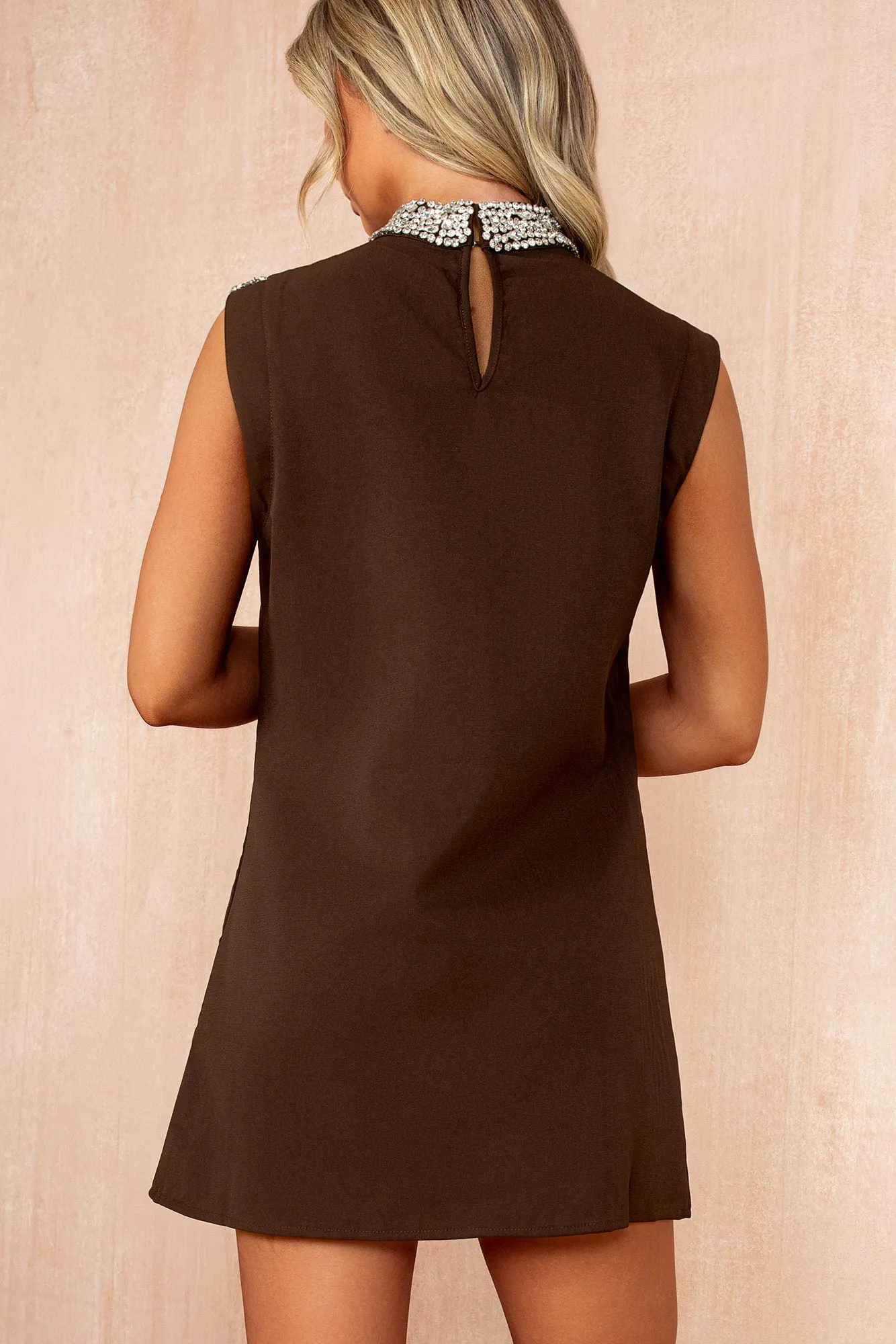 Gracella Chocolate Diamante High Neck Dress sold by Va Va Voom product image thumbnail 5
