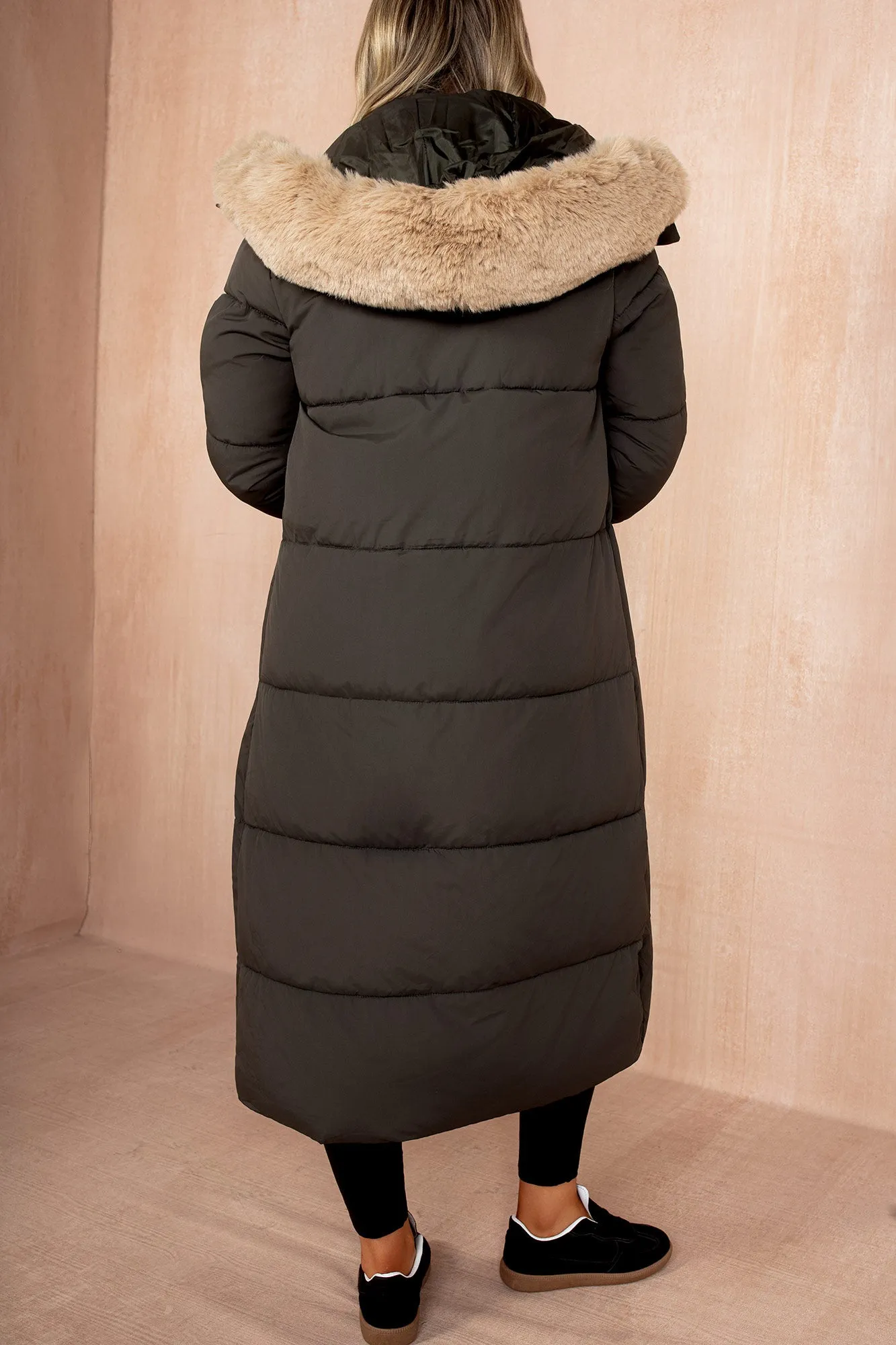 Esther Khaki Padded Longline Coat sold by Va Va Voom product image thumbnail 2