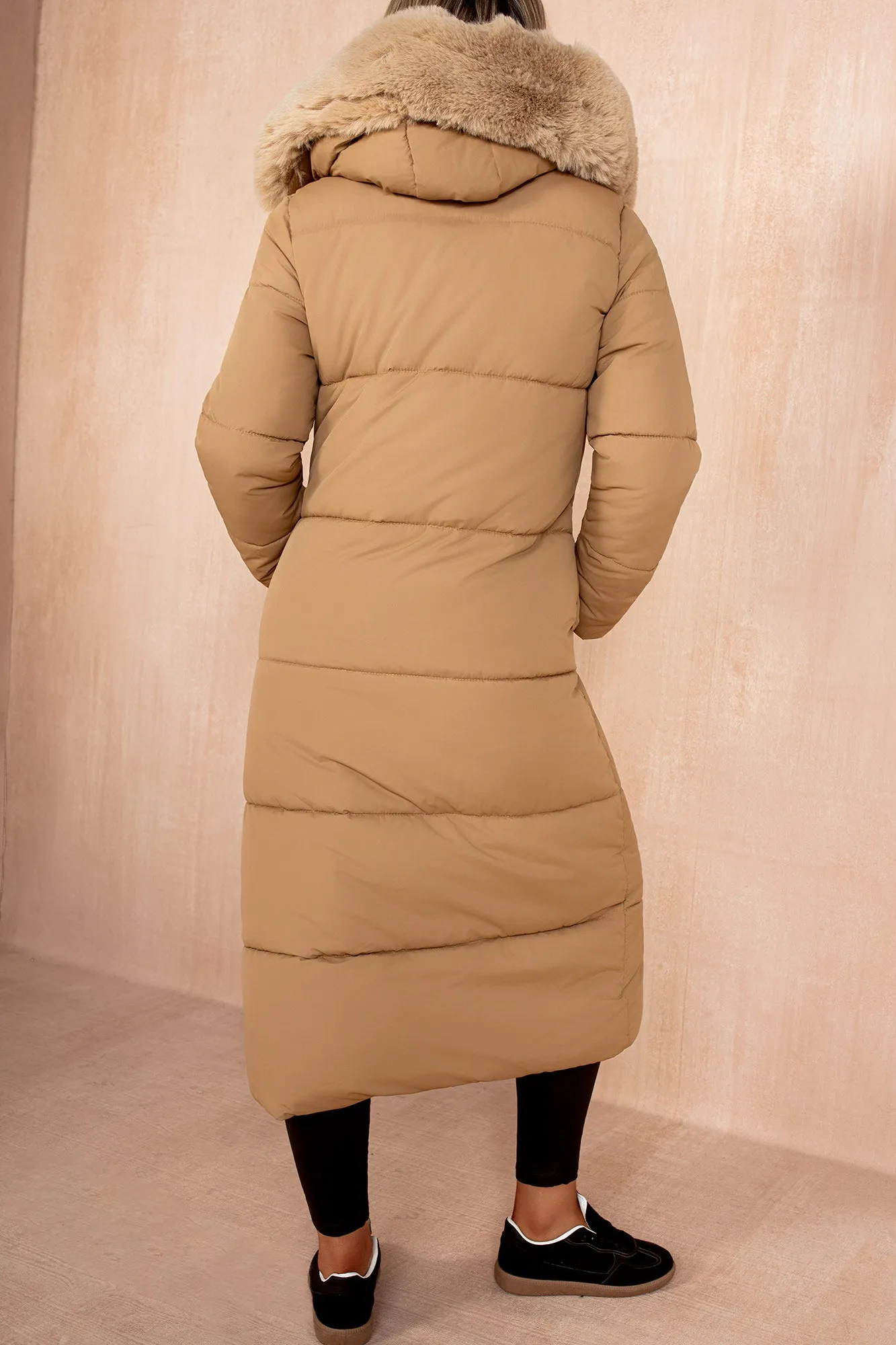 Esther Camel Padded Longline Coat sold by Va Va Voom product image thumbnail 2