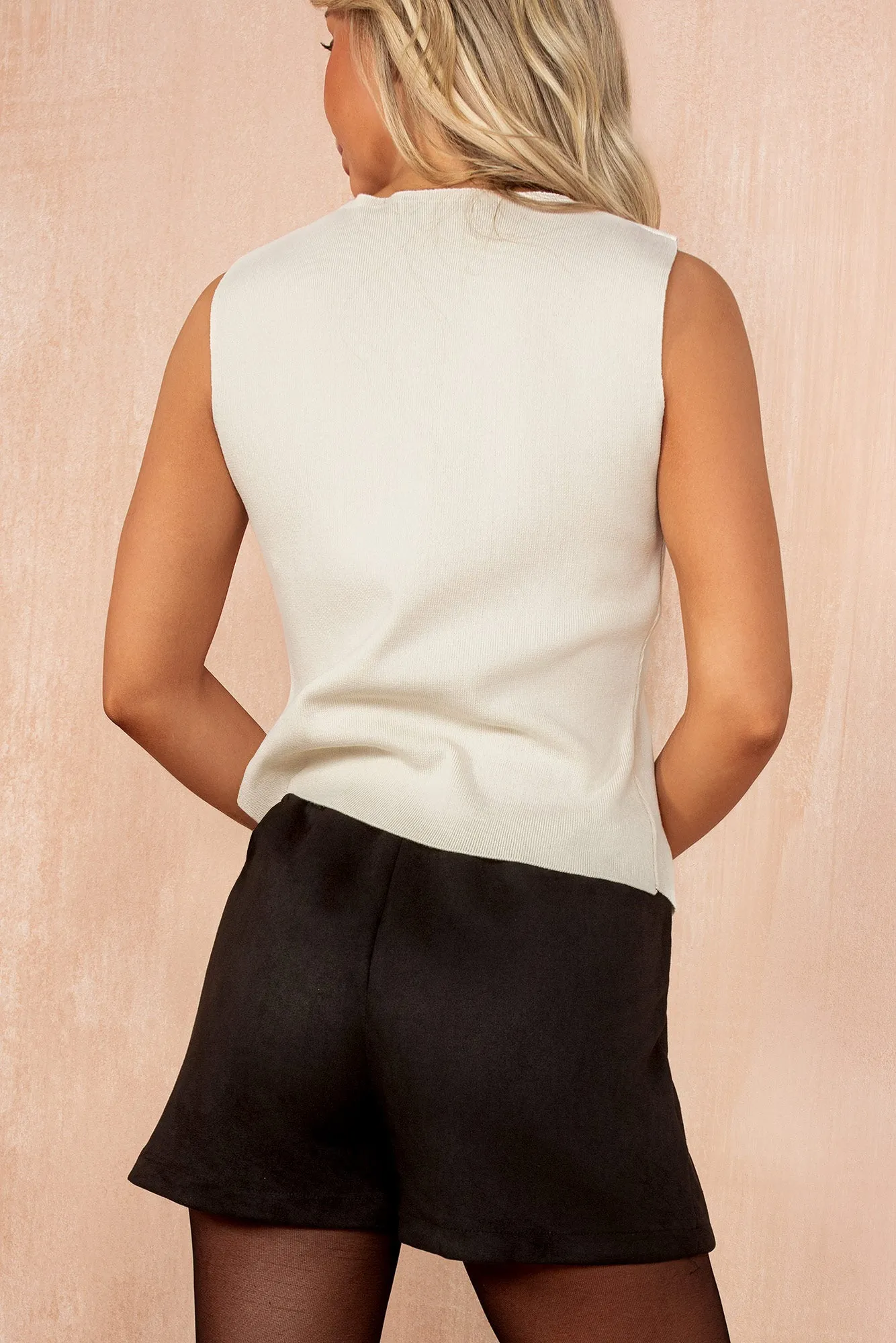 Cecilia Cream Knit Brooch Waistcoat sold by Va Va Voom product image thumbnail 2