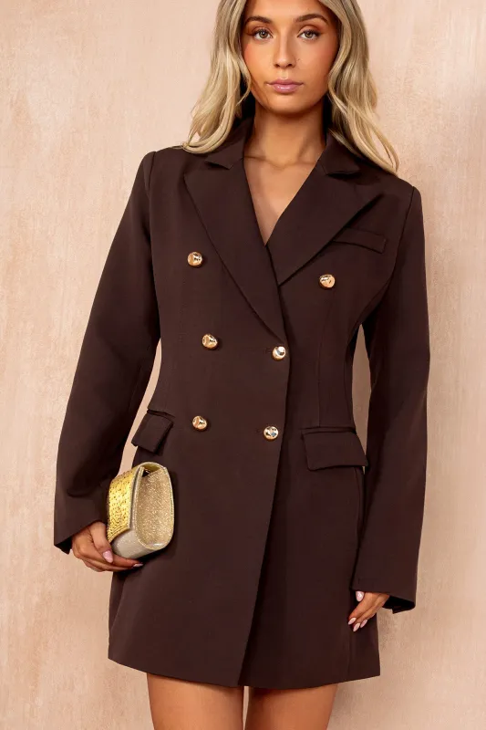 Quintana Chocolate Tailored Blazer Dress sold by Va Va Voom