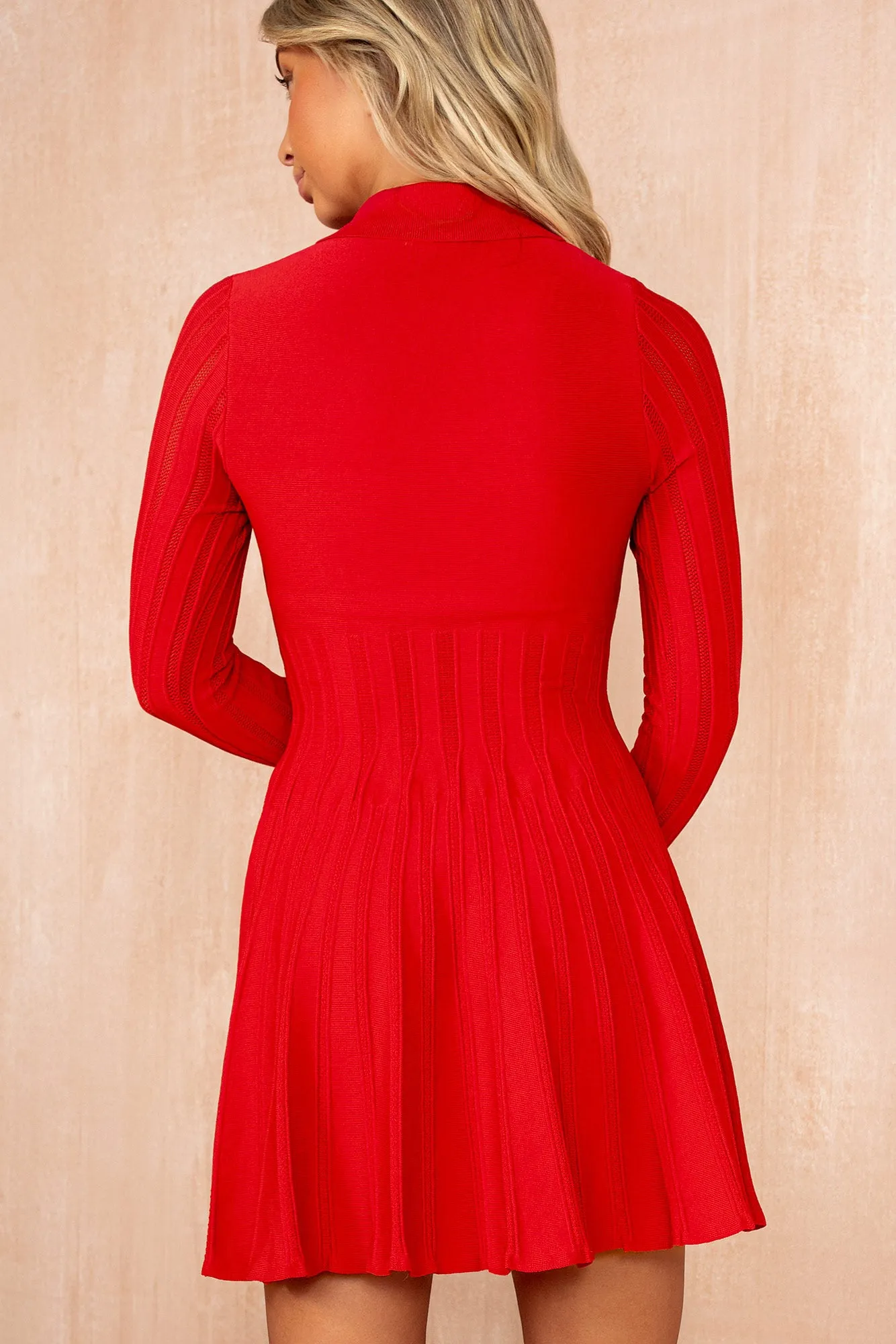 Novaleigh Red Fine Knit Skater Dress sold by Va Va Voom product image thumbnail 2