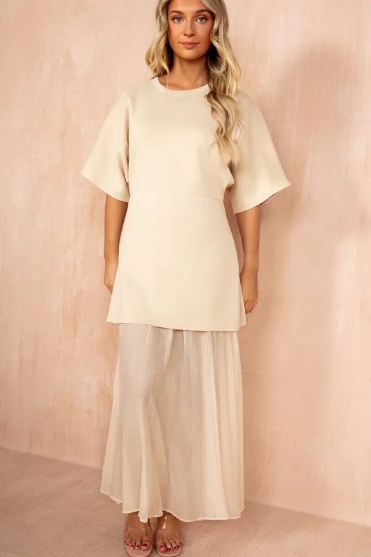 Lesley Stone Knit Contrast 2 in 1 Maxi Dress sold by Vavavoom