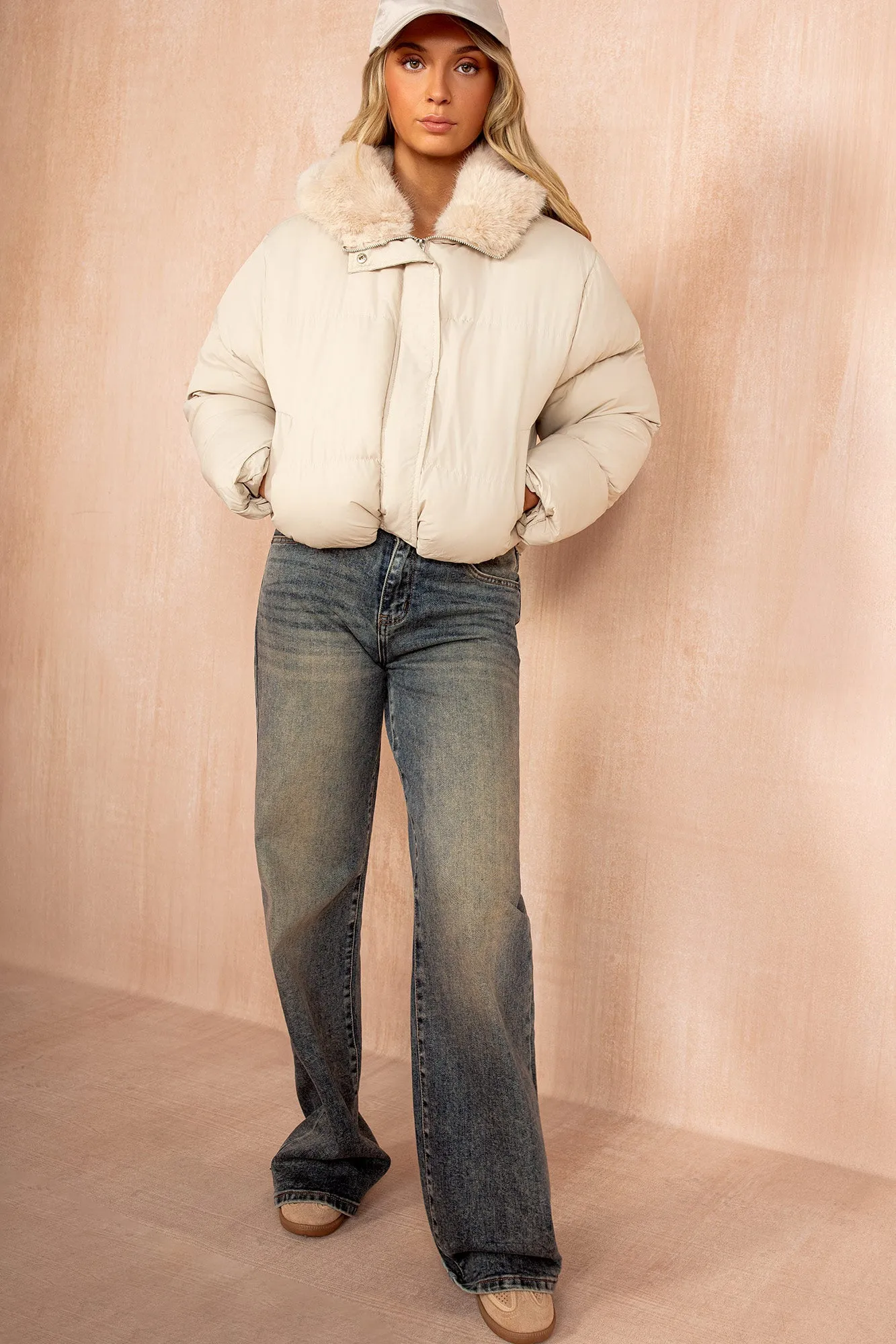 Cassie Cream Faux Fur Hooded Puffer Jacket sold by Vavavoom product image thumbnail 2