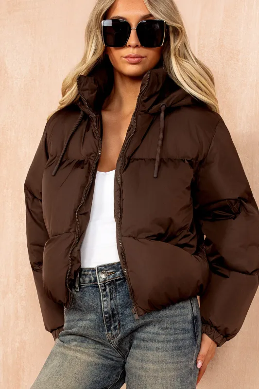 Hillary Chocolate Puffer Jacket sold by Vavavoom