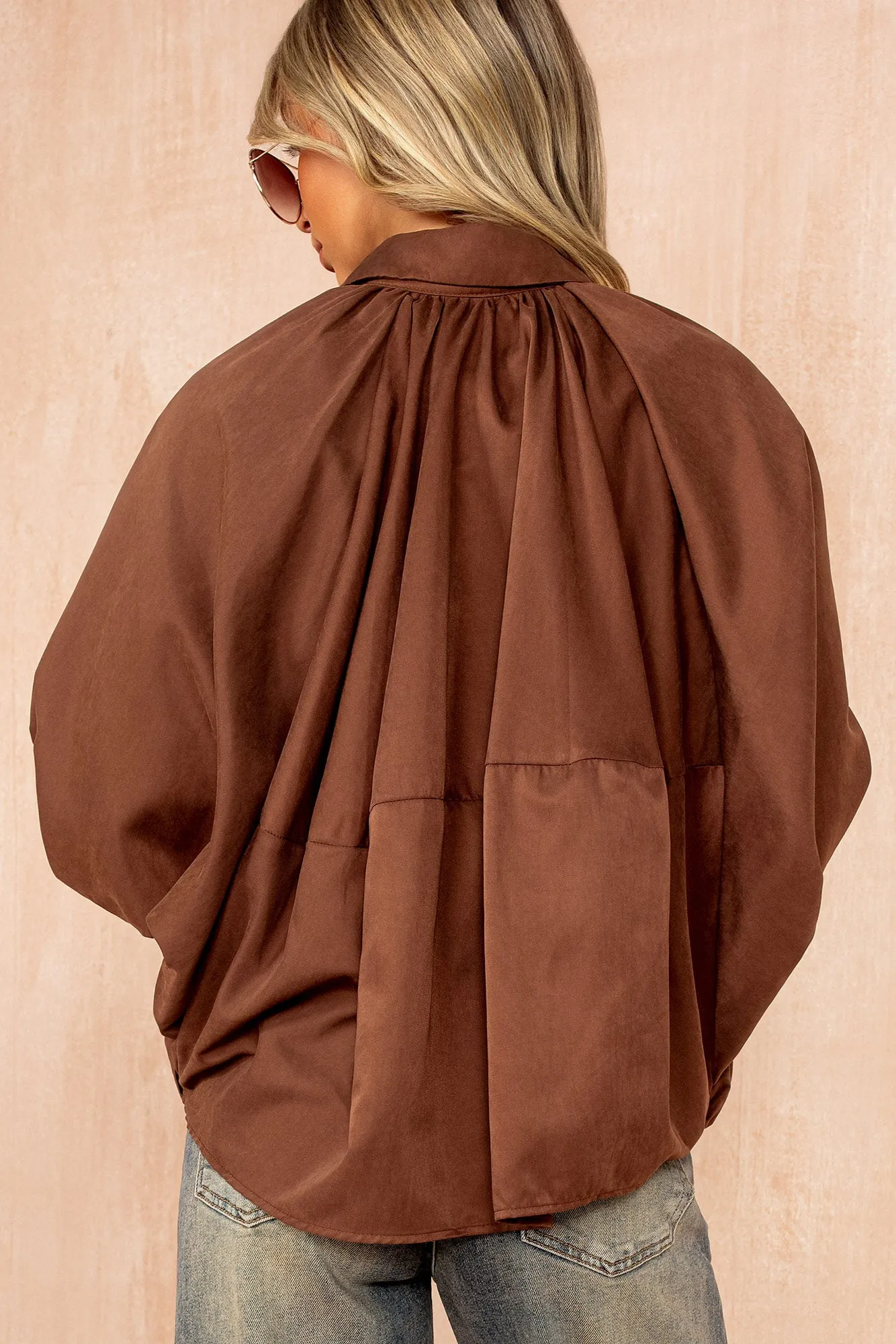 Alexa Chocolate Oversized Bomber Jacket sold by Va Va Voom product image thumbnail 3