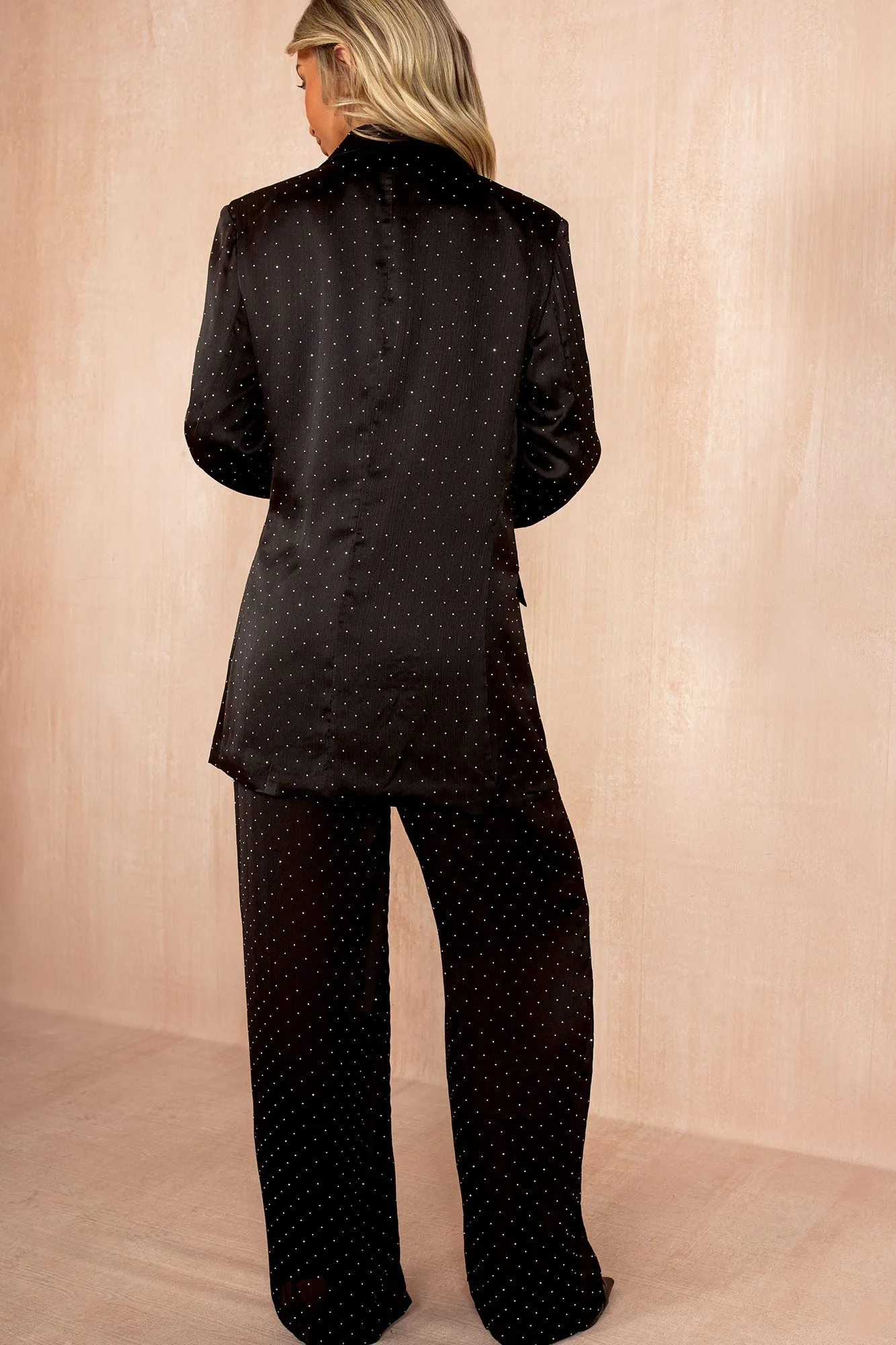 Sarah Black Satin Diamante Blazer sold by Va Va Voom product image thumbnail 4