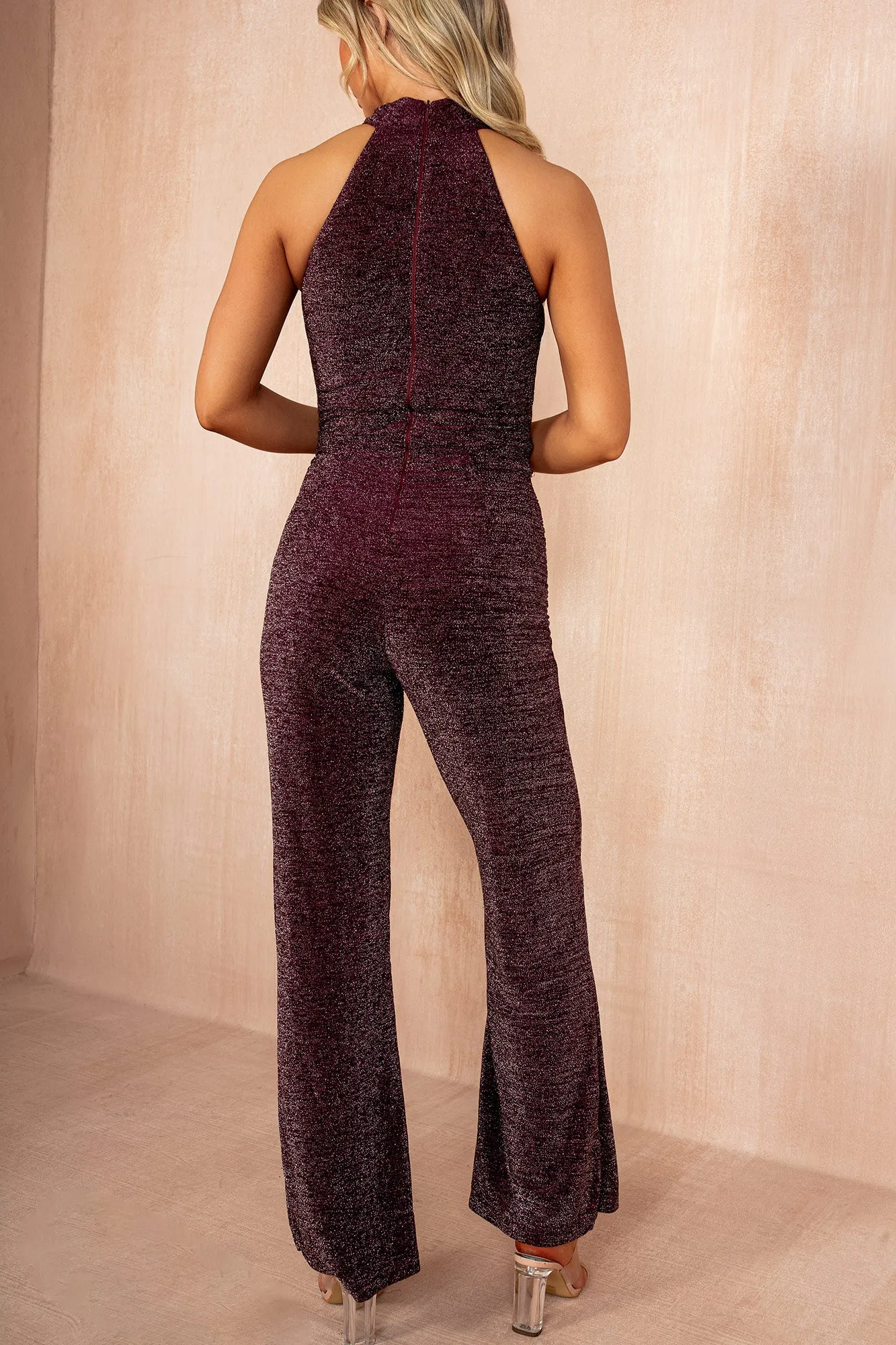 Lillian Plum Halter Neck Jumpsuit sold by Vavavoom product image thumbnail 2