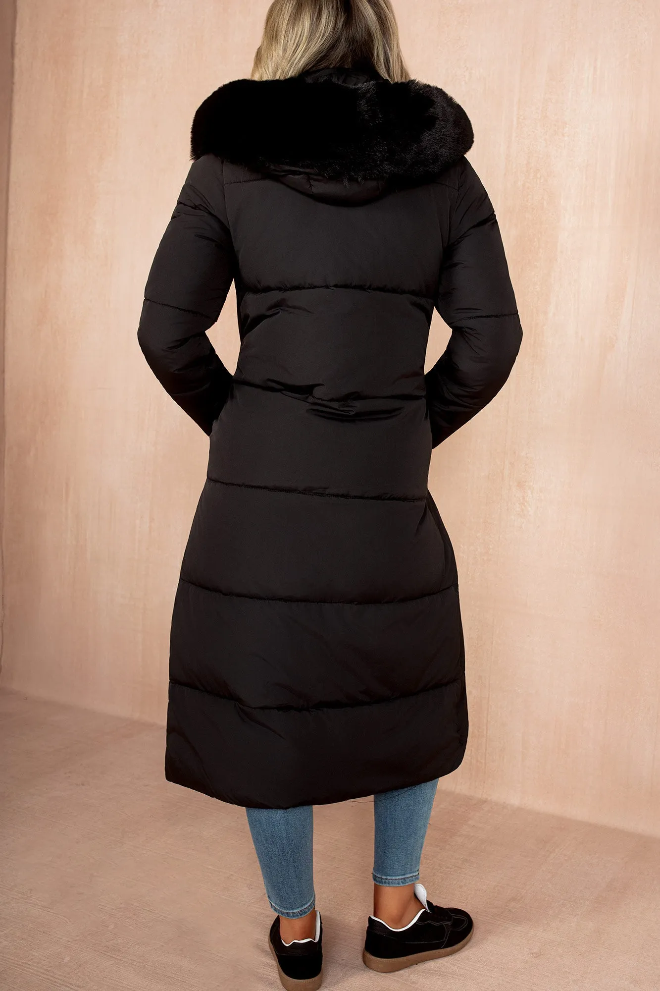 Esther Black Padded Longline Coat sold by Vavavoom product image thumbnail 2