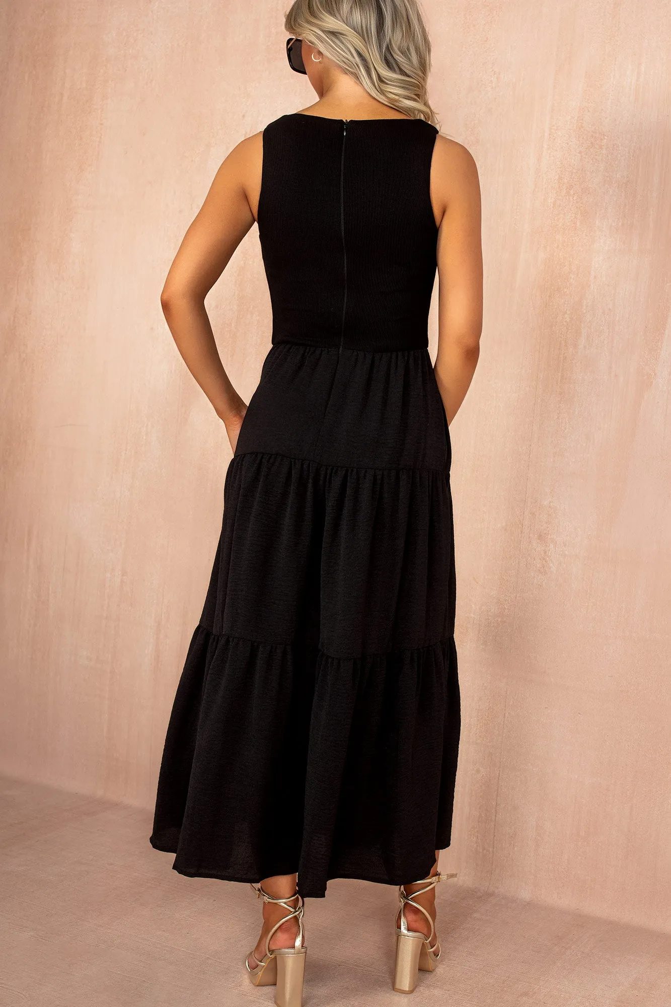 Casey Black Tiered Maxi Dress sold by Vavavoom product image thumbnail 4