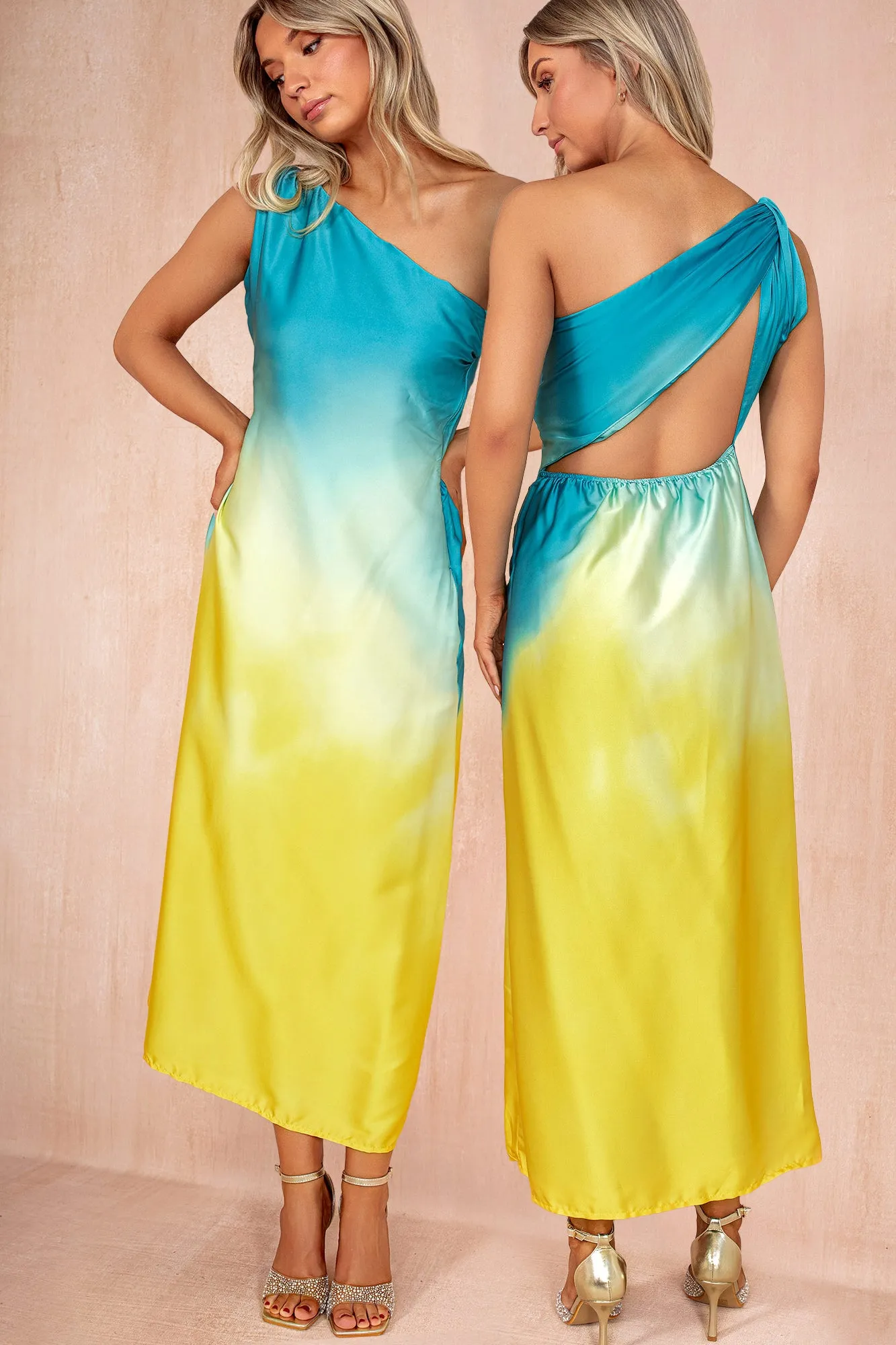 Kaylie Sunset Ombre Midi Dress sold by Vavavoom