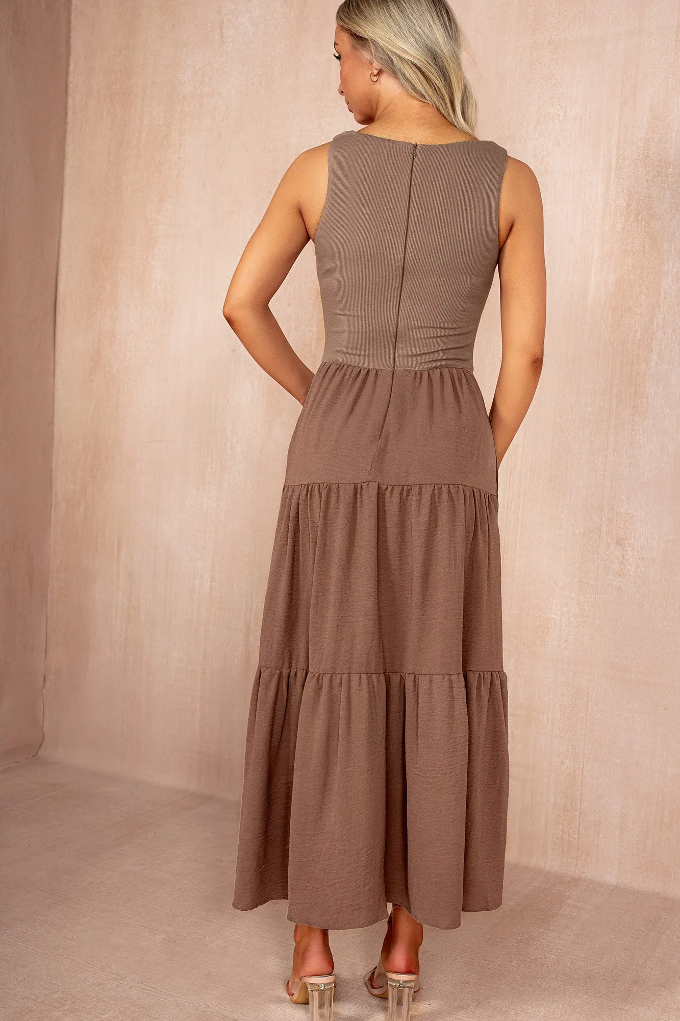 Casey Mocha Tiered Maxi Dress sold by Vavavoom product image thumbnail 2