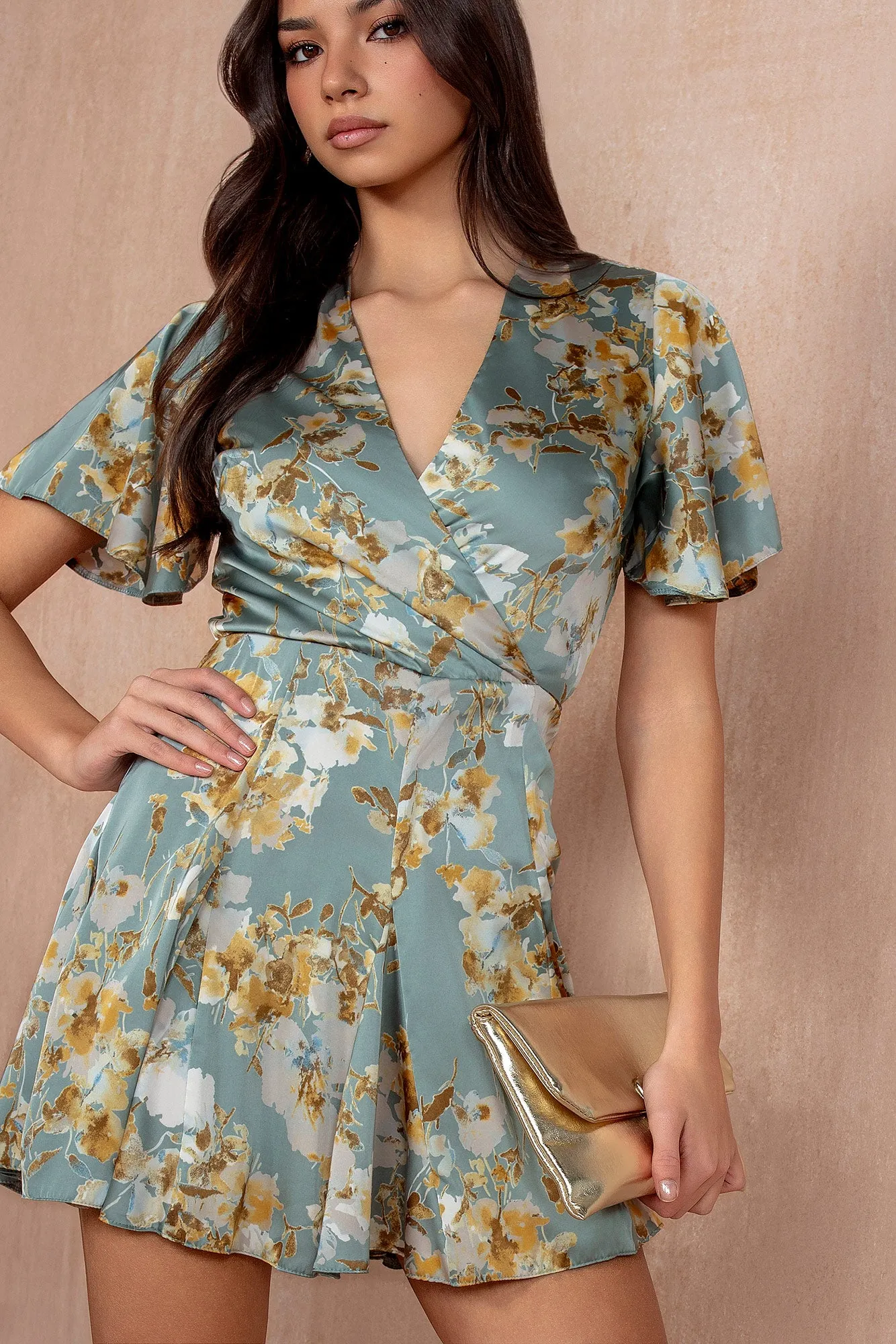 Polly Duck Egg Satin Skater Dress sold by Vavavoom product image thumbnail 2