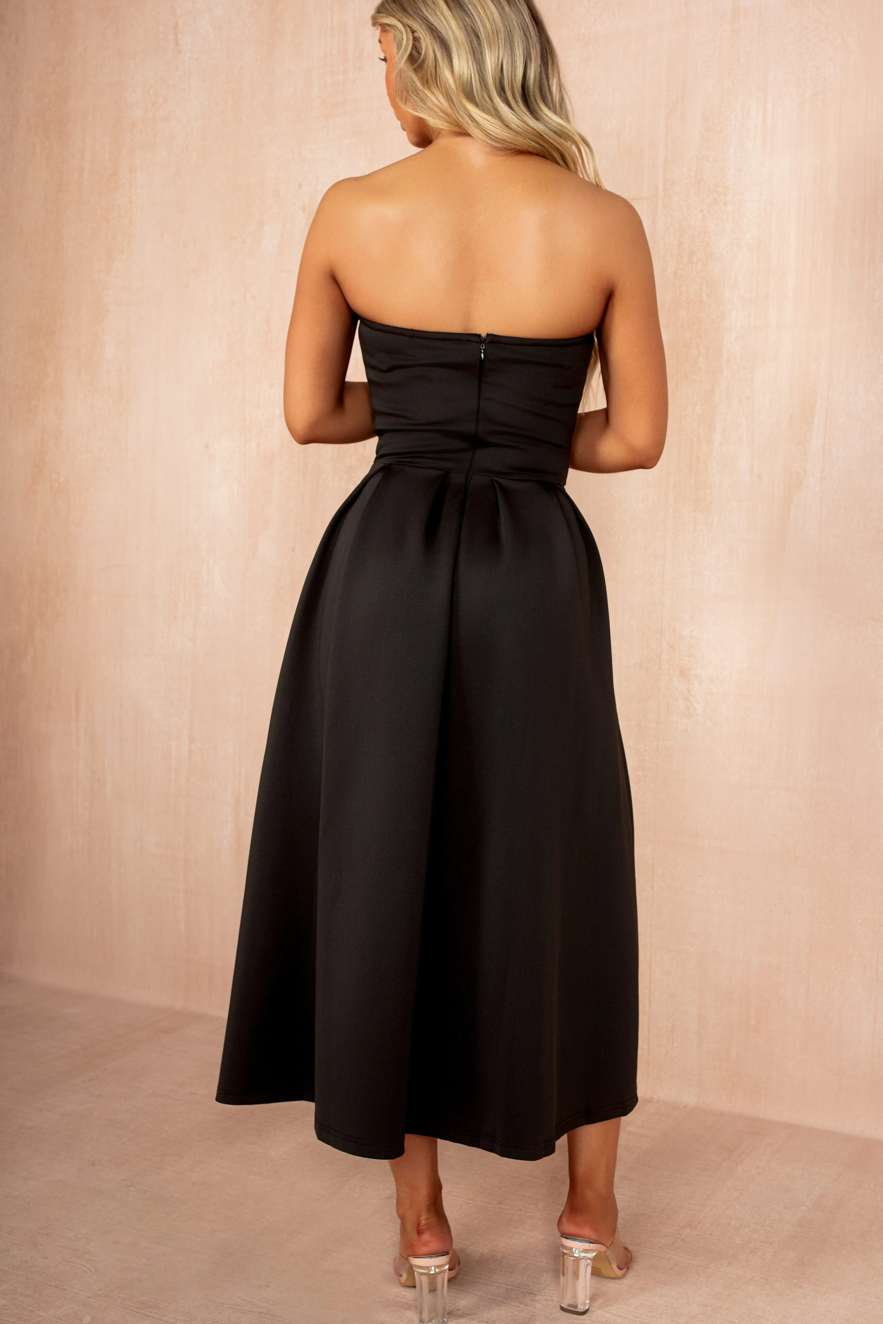 Saskia Black Bandeau A-Line Midi Dress sold by Va Va Voom product image thumbnail 4