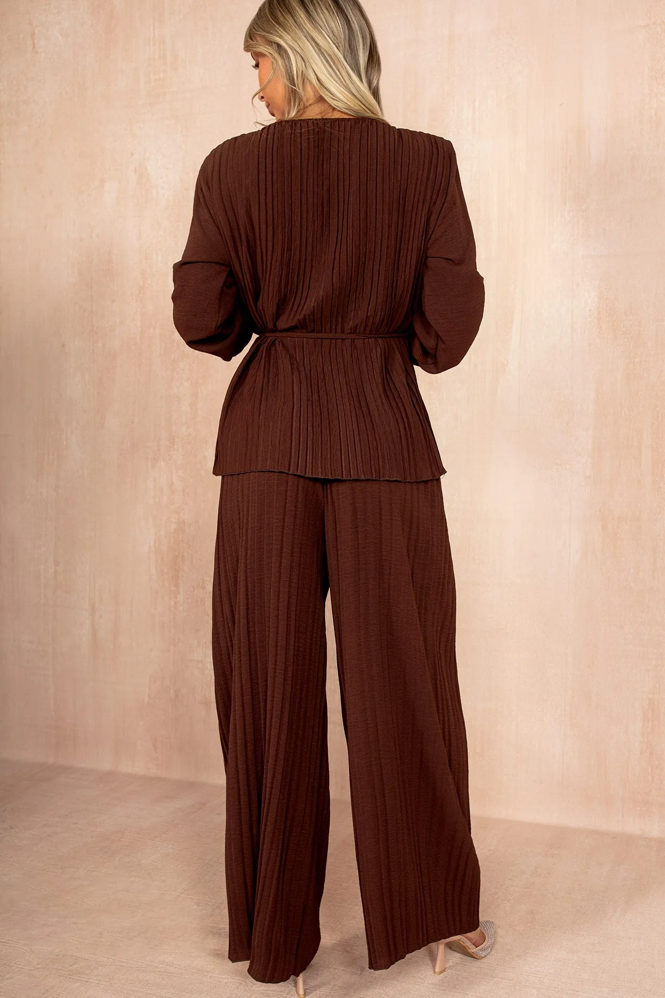 Theo Chocolate Pleated Belted Co Ord sold by Vavavoom product image thumbnail 3