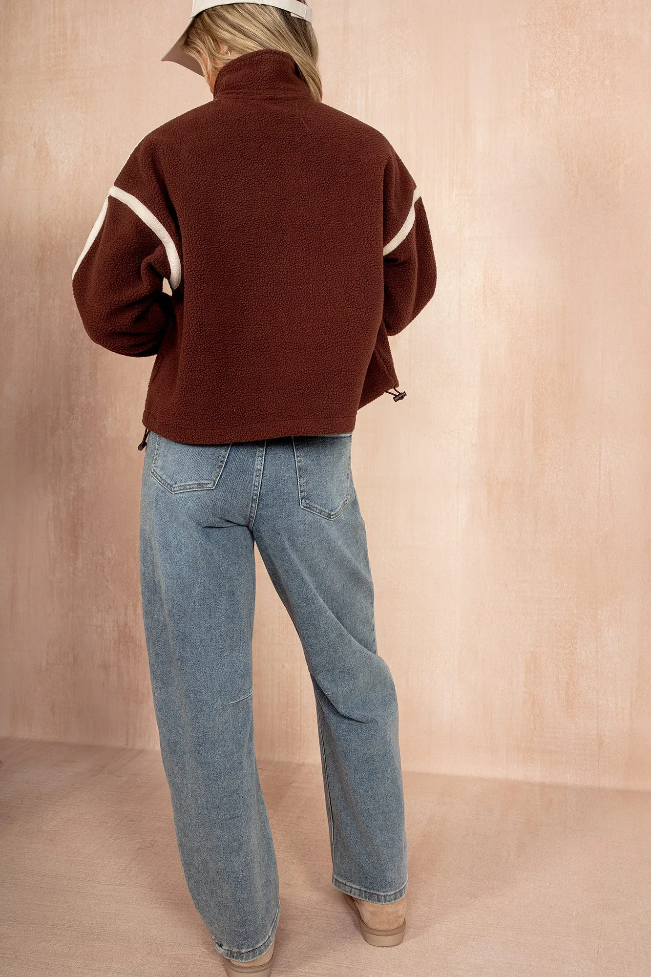 Lulu Chocolate Contrast Binding Zip Fleece sold by Vavavoom product image thumbnail 3